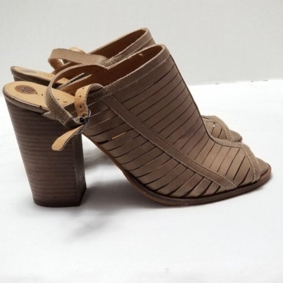 Lucky Brand Lialor Tan Cutout Slingback Sandals Size 10 4.25" Block Heel - Picture 9 of 9